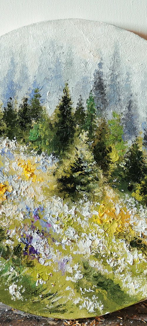 Forest  painting, Coniferous forest by Annet Loginova