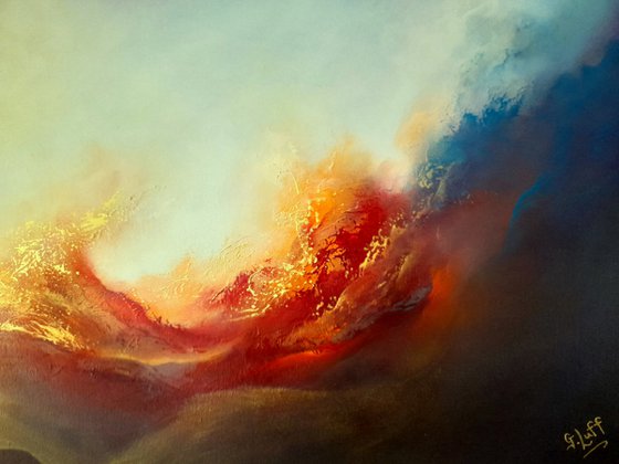 WRATH OF ANGELS XIII (Large skyscape/seascape original oil painting 90 X 60cm)