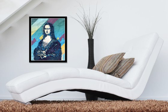 Mona Lisa Sign Of The Horns - Pop Art Modern Poster Stylised Art