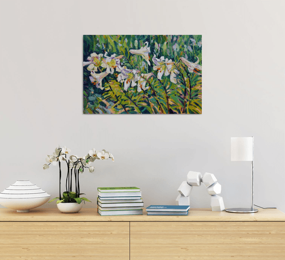 White Lilies (plein air) original painting