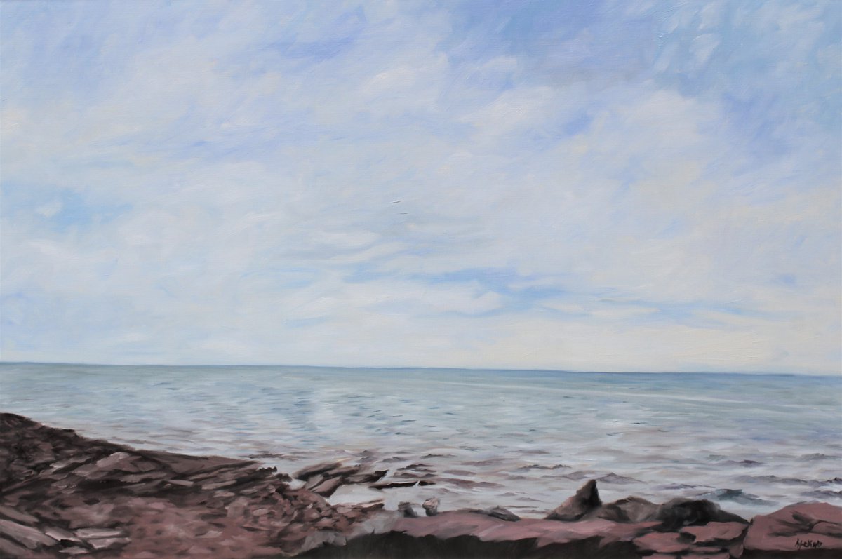 Impressionistic Landscape Oil Painting By Afekwo, 36 X 24, To The North - Red Earth, Original Artwork