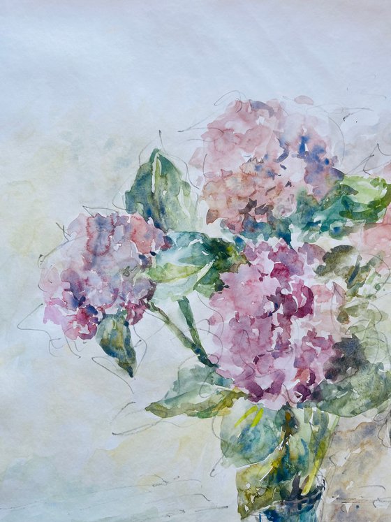 Hydrangea in vase. 30in.x22in