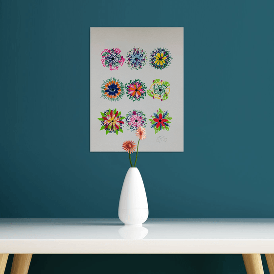 Nine Flowers - Colourful Abstract
