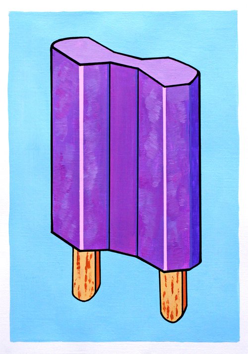 Double Popsicle Lolly - Pop Art Painting On A4 Paper (Unframed) by Ian Viggars