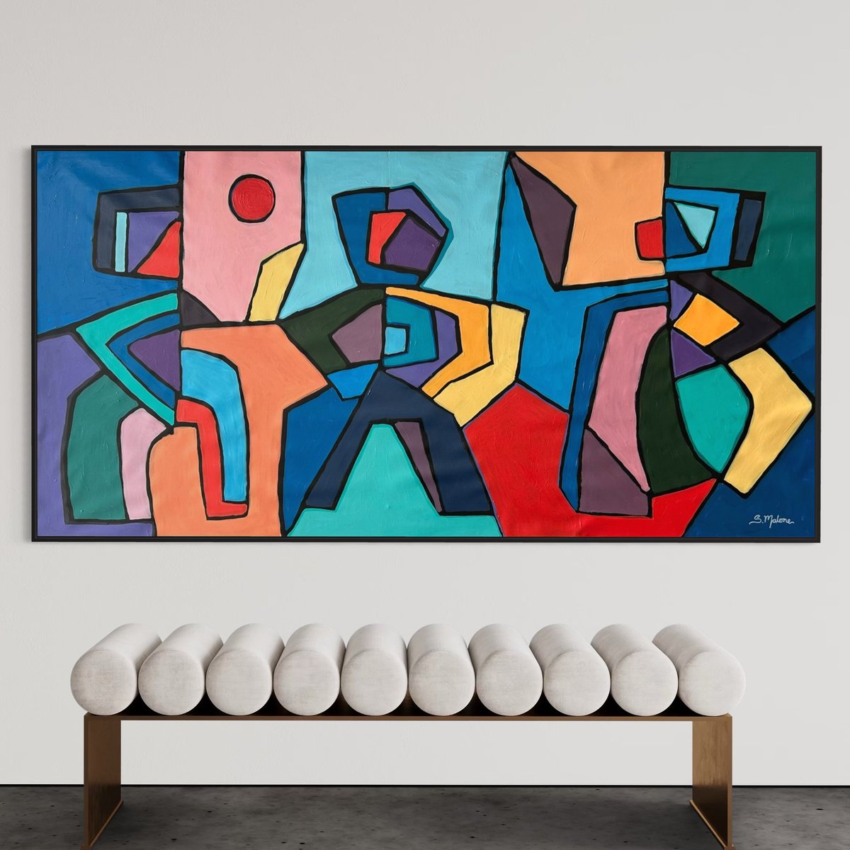 Abstract Acrylic Painting By Samantha Malone, 79 X 39", Colors In Motion, Original Artwork