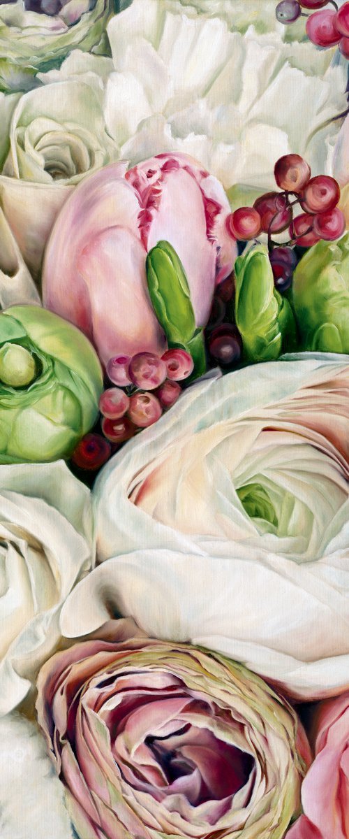 Elegant oil painting with flowers 50 * 70 cm by Irina Ivlieva