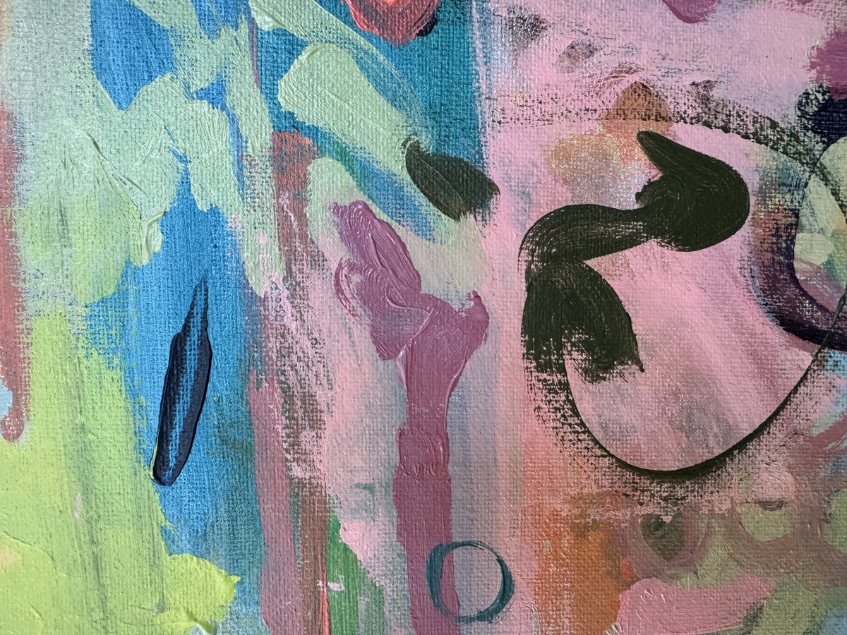 Abstract Acrylic Painting By Hanna Bell, 20 X 20, A Supercilious Affair, Original Artwork