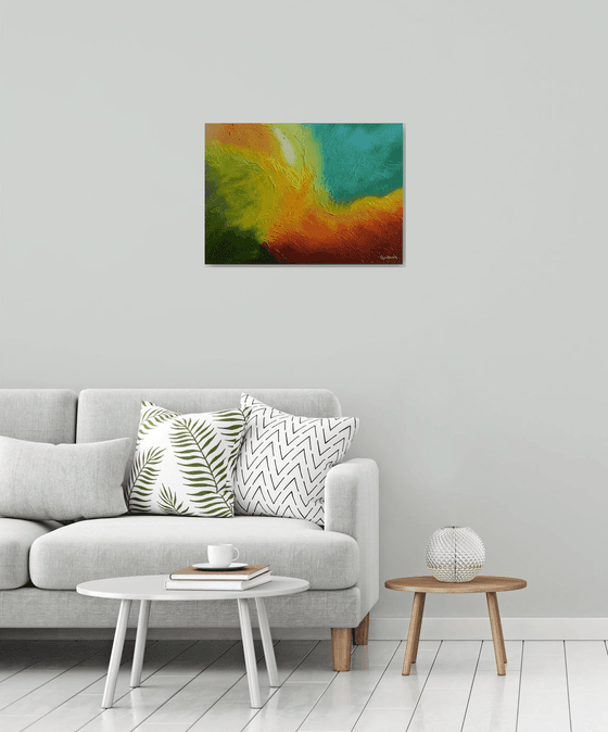 Storm Feathers - abstract aerial painting with texture; home, office decor; gift idea