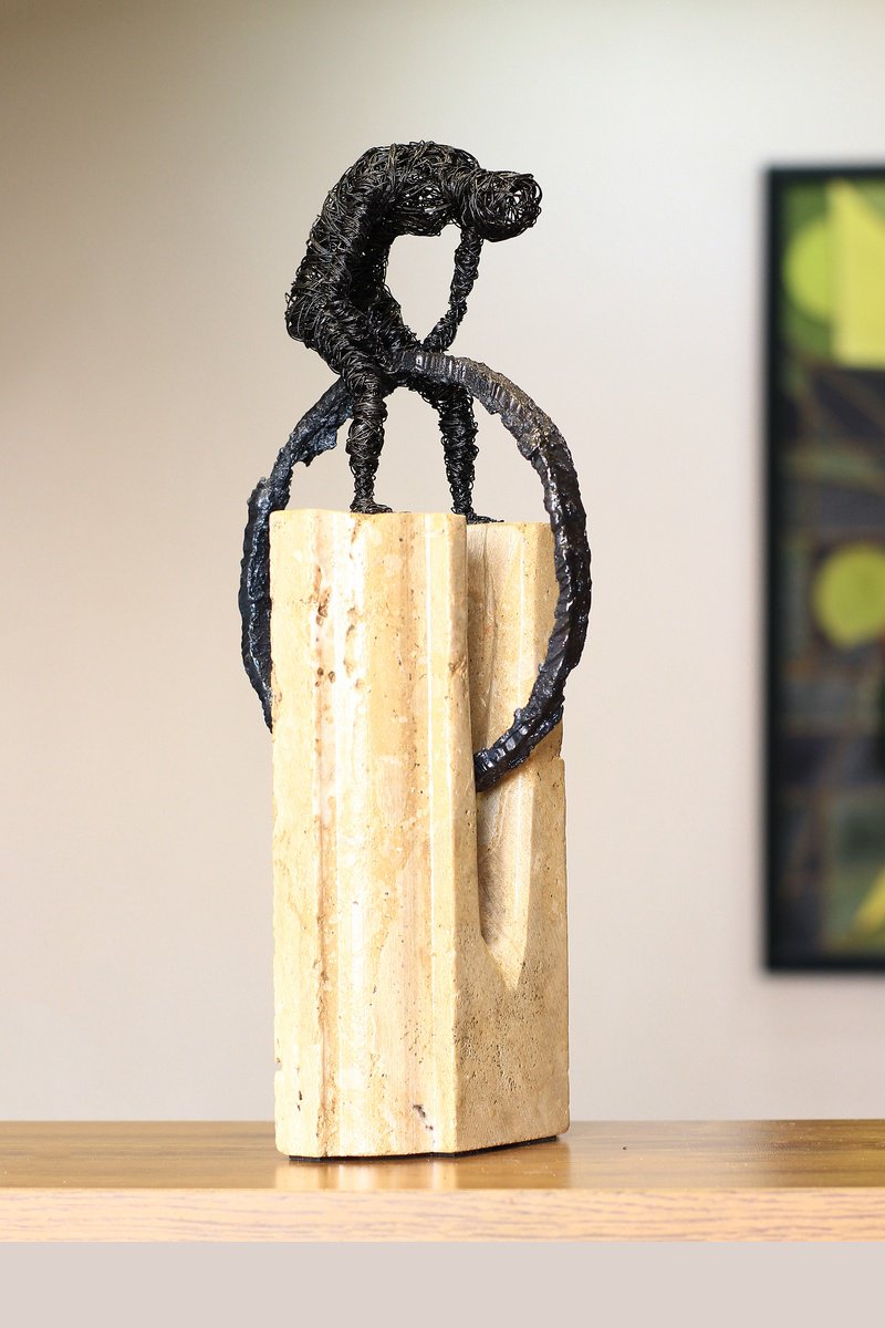 Abstract Portrait Sculpture By Karen Axikyan, 6 X 14", Shattered Dream, Original Artwork