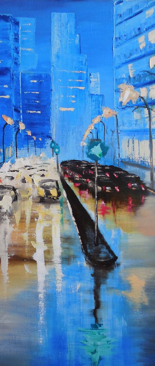 Night rainy street in big city by Dmitry Fedorov