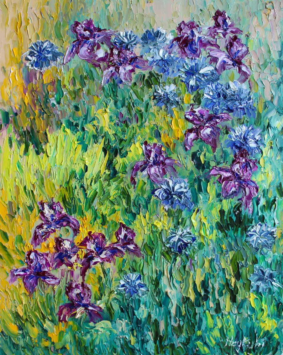 Impressionistic Botanical Oil Painting By Haykuhi Khachatryan, 16 X 20, Breathing Flowers, Original Artwork