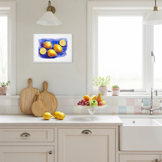 Yellow Lemons on Blue