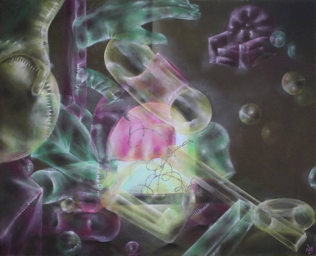 Surrealistic Landscape Oil Painting By Vanessa T Stefanova, 20 X 16", The Precious Room, Original Artwork