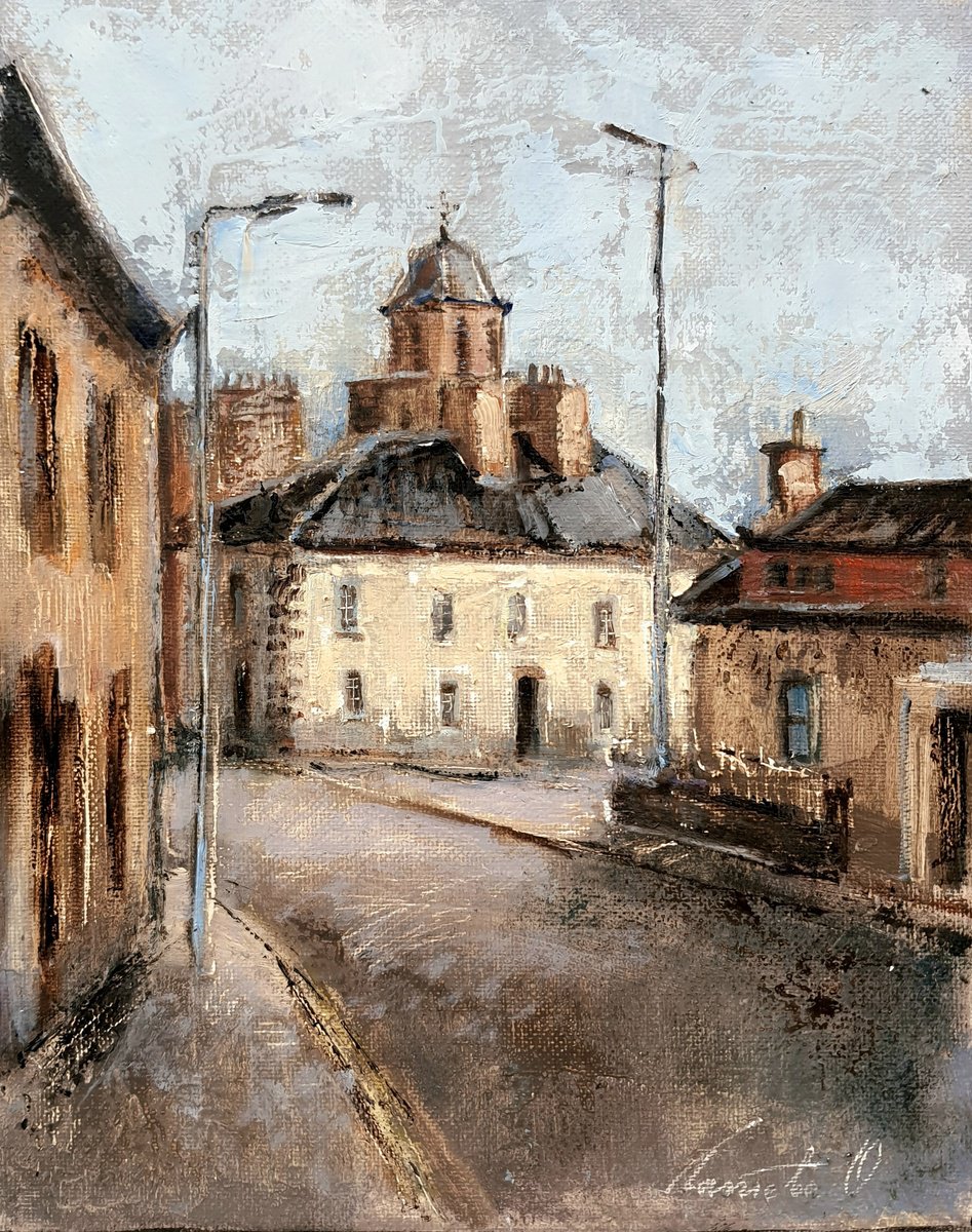 Impressionistic Cityscapes Oil Painting By Olha Laptieva, 8 X 10", Sanquhar. Museum, Original Artwork