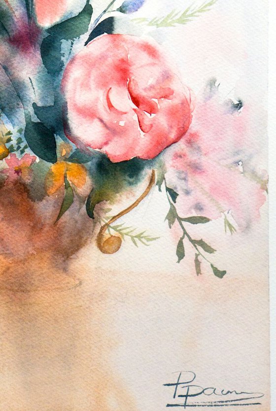 Bouquet of Flowers Original watercolor painting