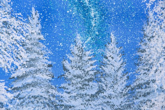 Snowy forest december night