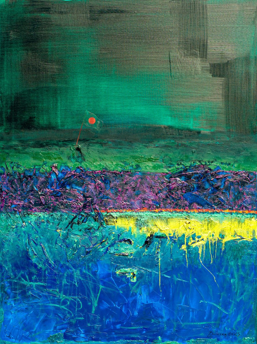 Organic Abstract Oil Painting By Mykola Dzhychka, 35 X 47", Bangladesh, Original Artwork