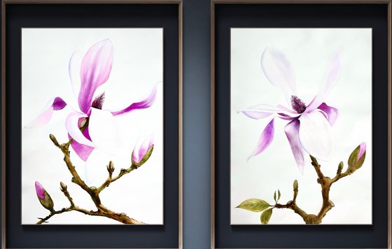 Diptych Wild Pink magnolia