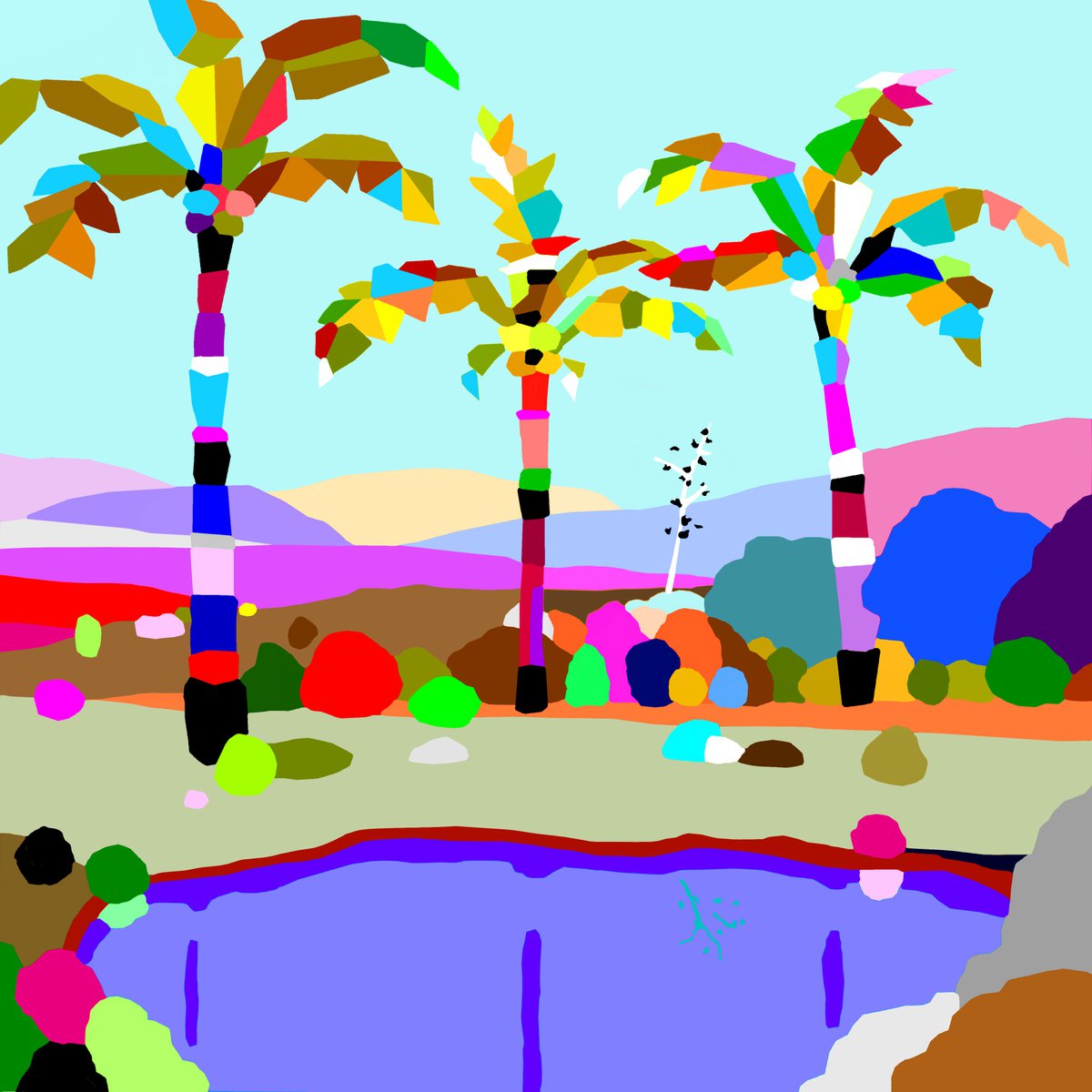 3 Palm3s (pop art, landscape) by Alejos - Pop Art landscapes