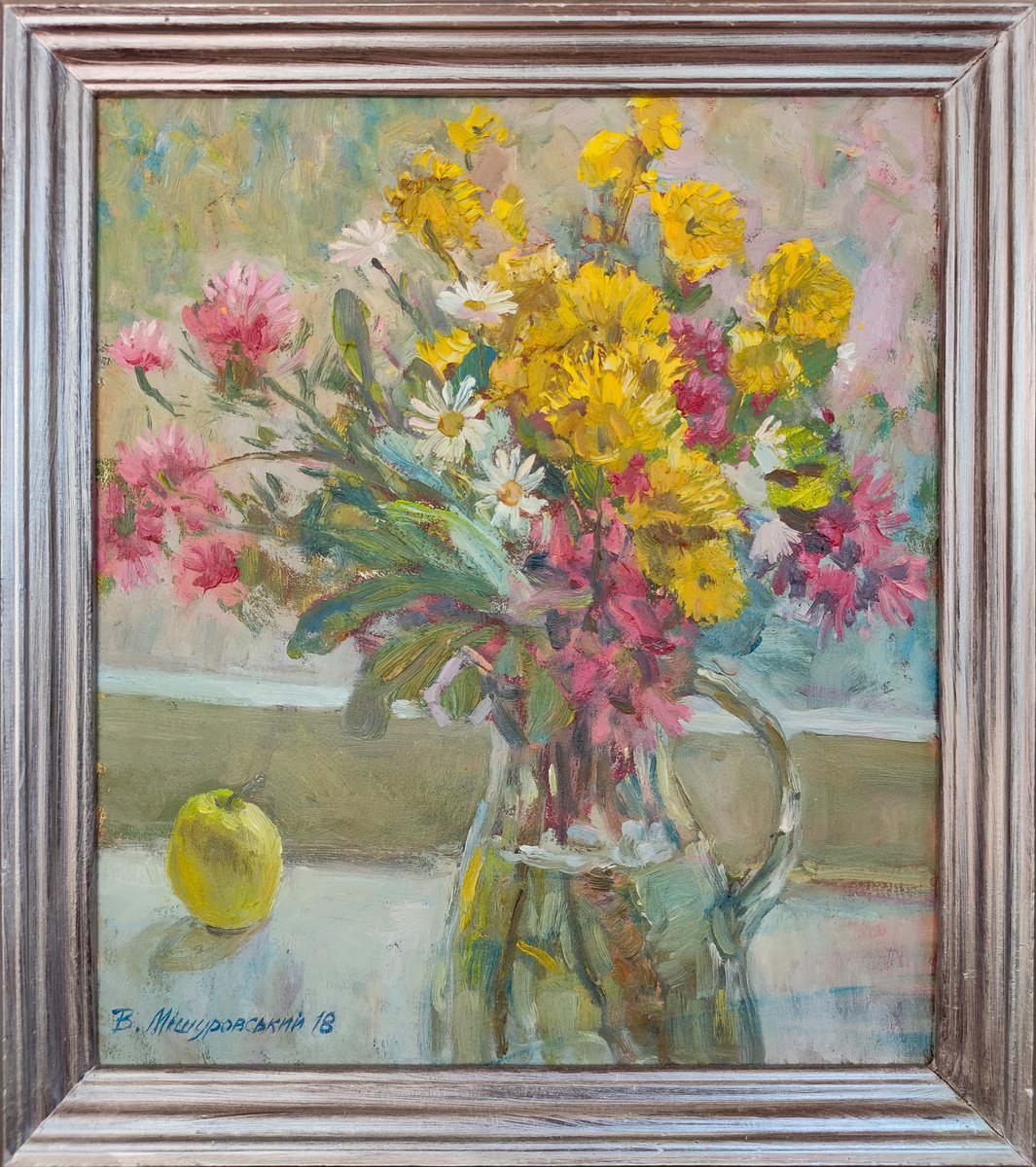 Autumn flowers on the windowsill by Viktor Mishurovskiy