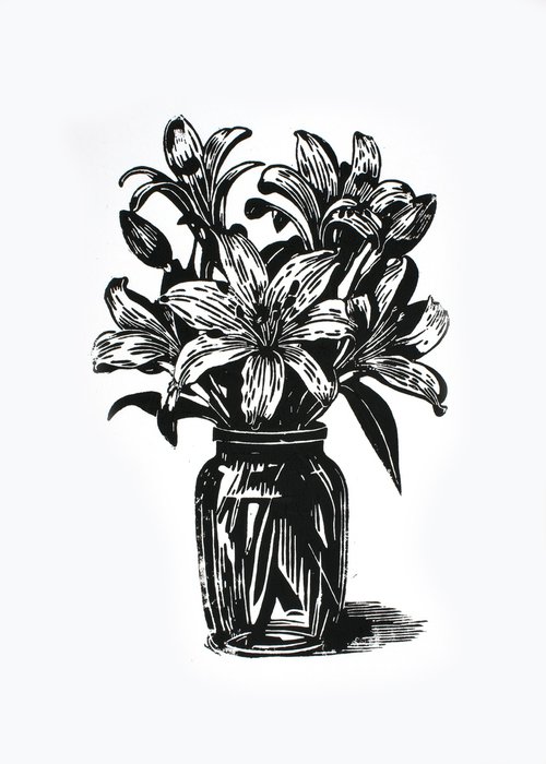 Lilies (Black) by Kosta Morr