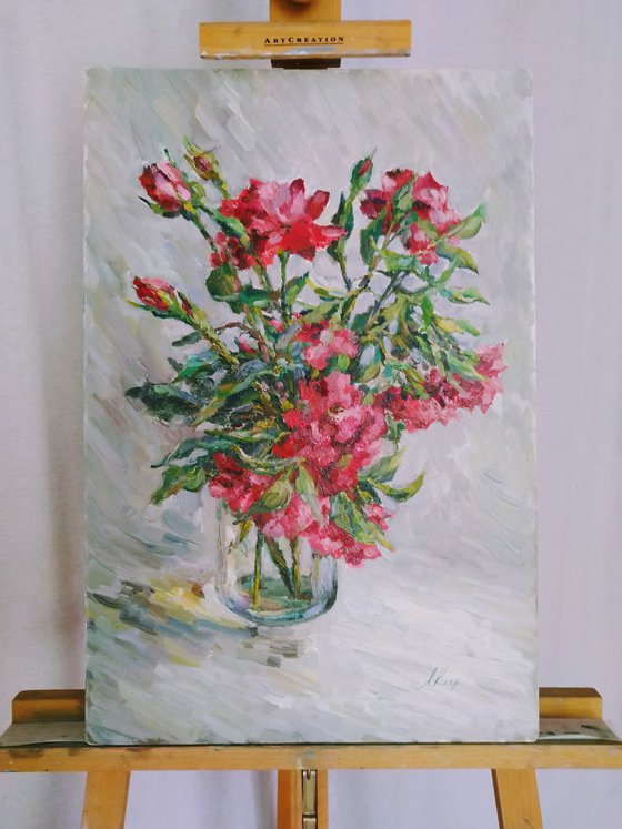 Bouquet of roses. Original oil painting.