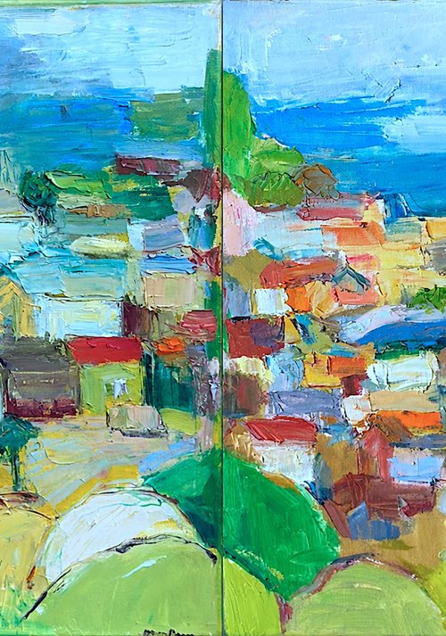 Home in the Valley - Diptych by Arun Prem