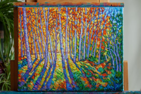 Autumn-forest impressionist oil painting