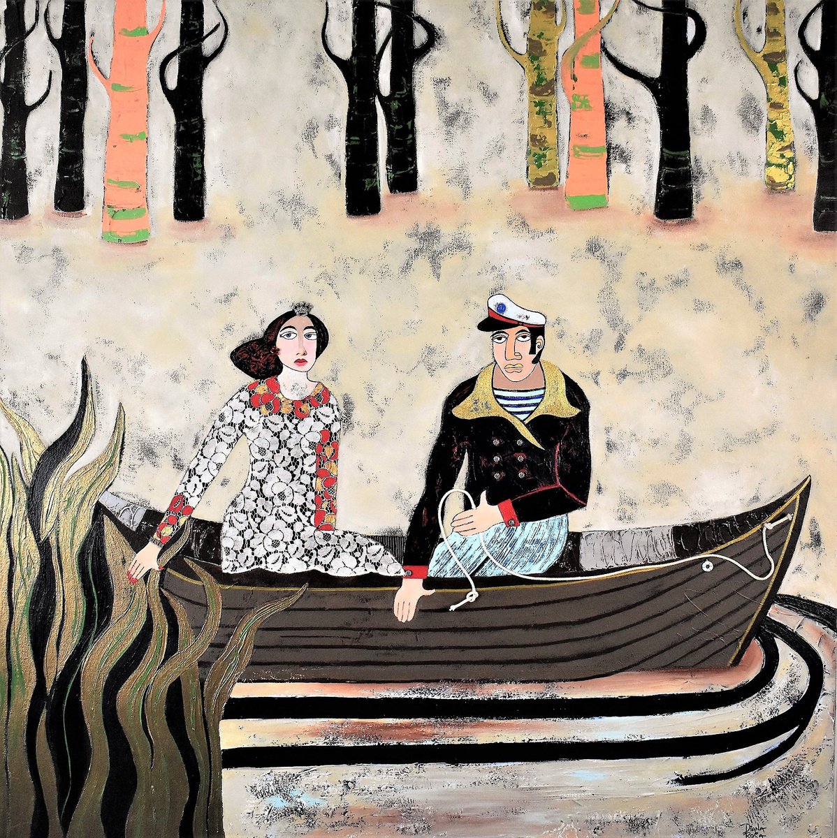 Surrealistic Acrylic Painting , The Royal Trip By Diana Rosa, 40 X 40, Artwork For Sale On Artfinder