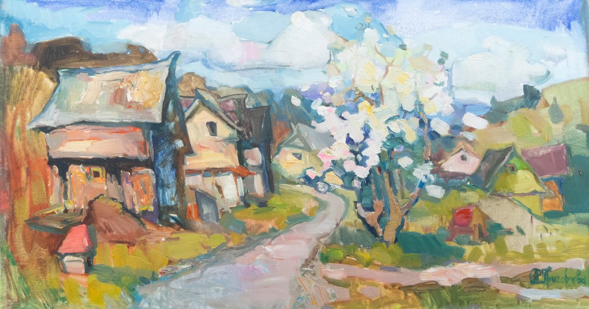 Impressionistic Landscape Oil Painting By Anastasiia Grygorieva, 30 X 15, Landscape. Carpathian Path, Original Artwork