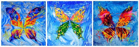 Set of 3 «Blue Space»