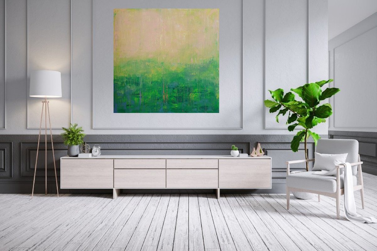 Abstract Acrylic Painting By Ivana Olbricht, 39 X 39, In Full Bloom, Original Artwork