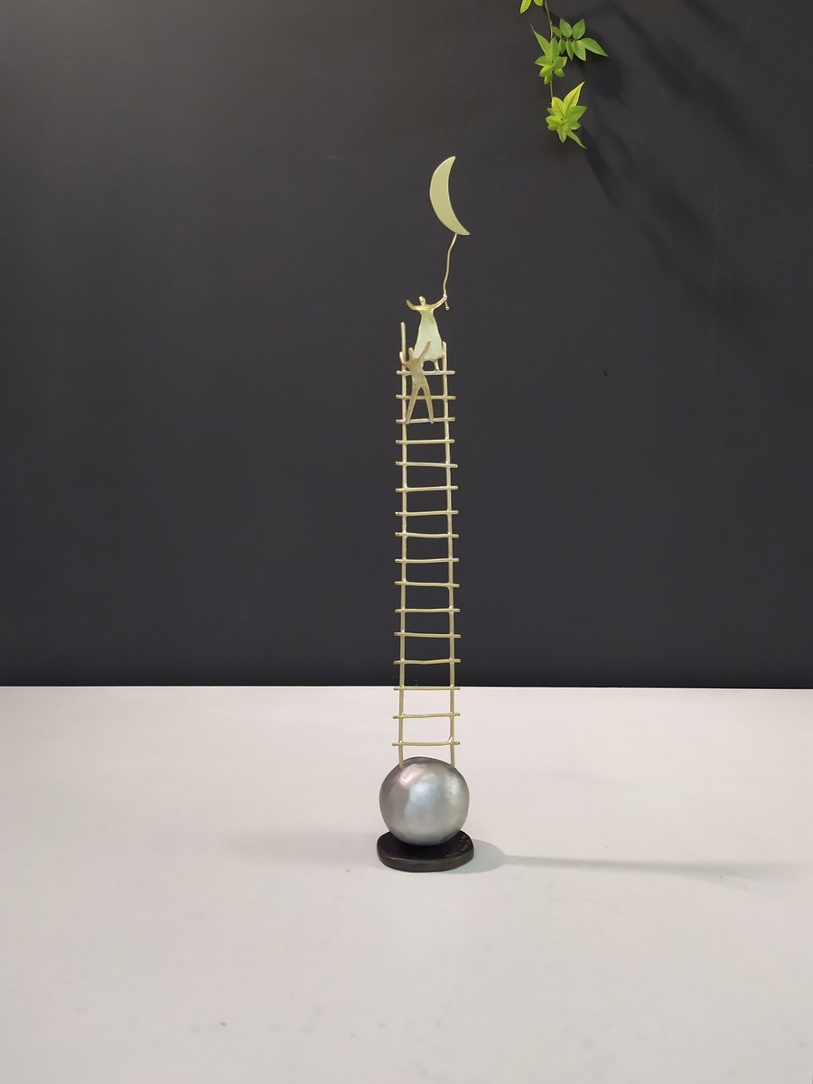 Abstract Portrait Bronze Sculpture By Anna Andreadi, 2 X 13, Sweet Serenity, Original Artwork