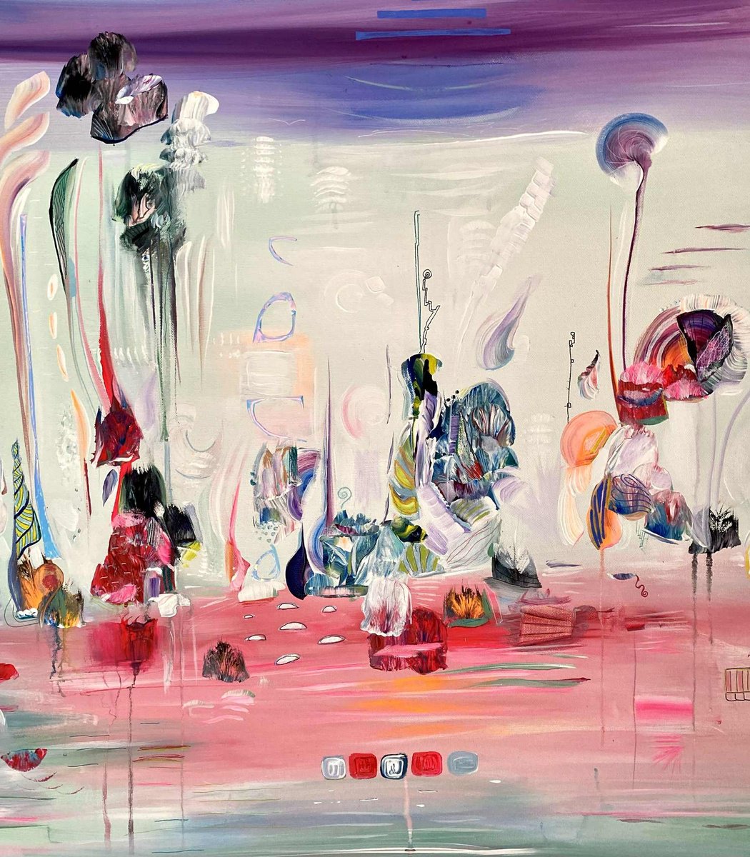 Abstract Painting By Samah Kthar, 48 X 48", Paradise, Original Artwork