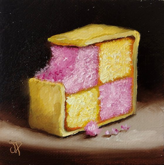 Little Battenberg slice still life