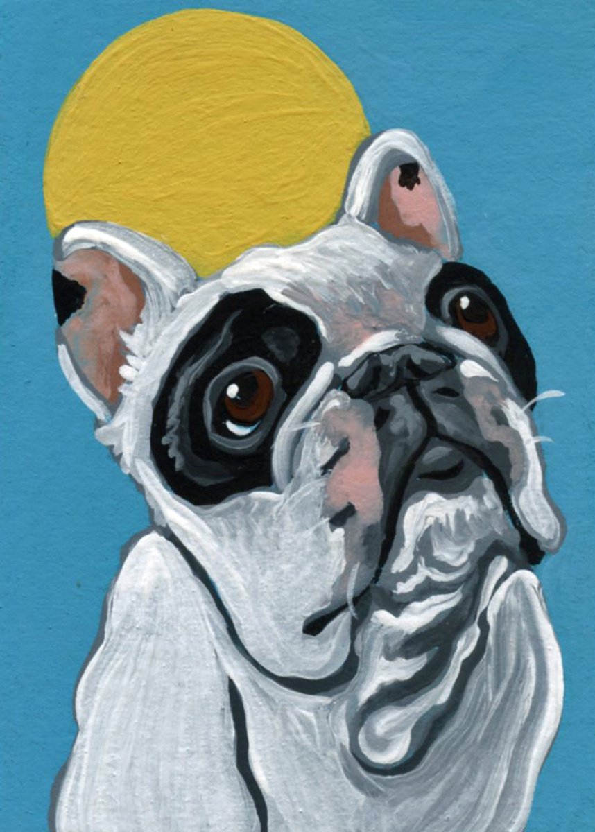 ACEO ATC Original Miniature Painting French Bulldog Pet Dog Art-Carla Smale by carla smale