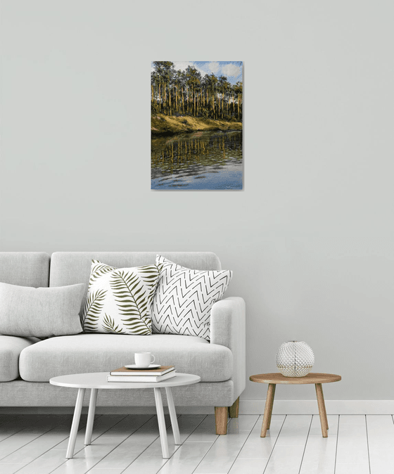 Pine trees by the river 2