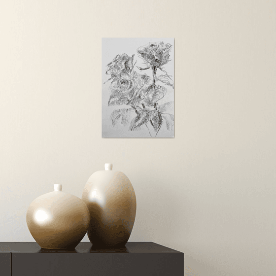 Roses #14. Original charcoal drawing