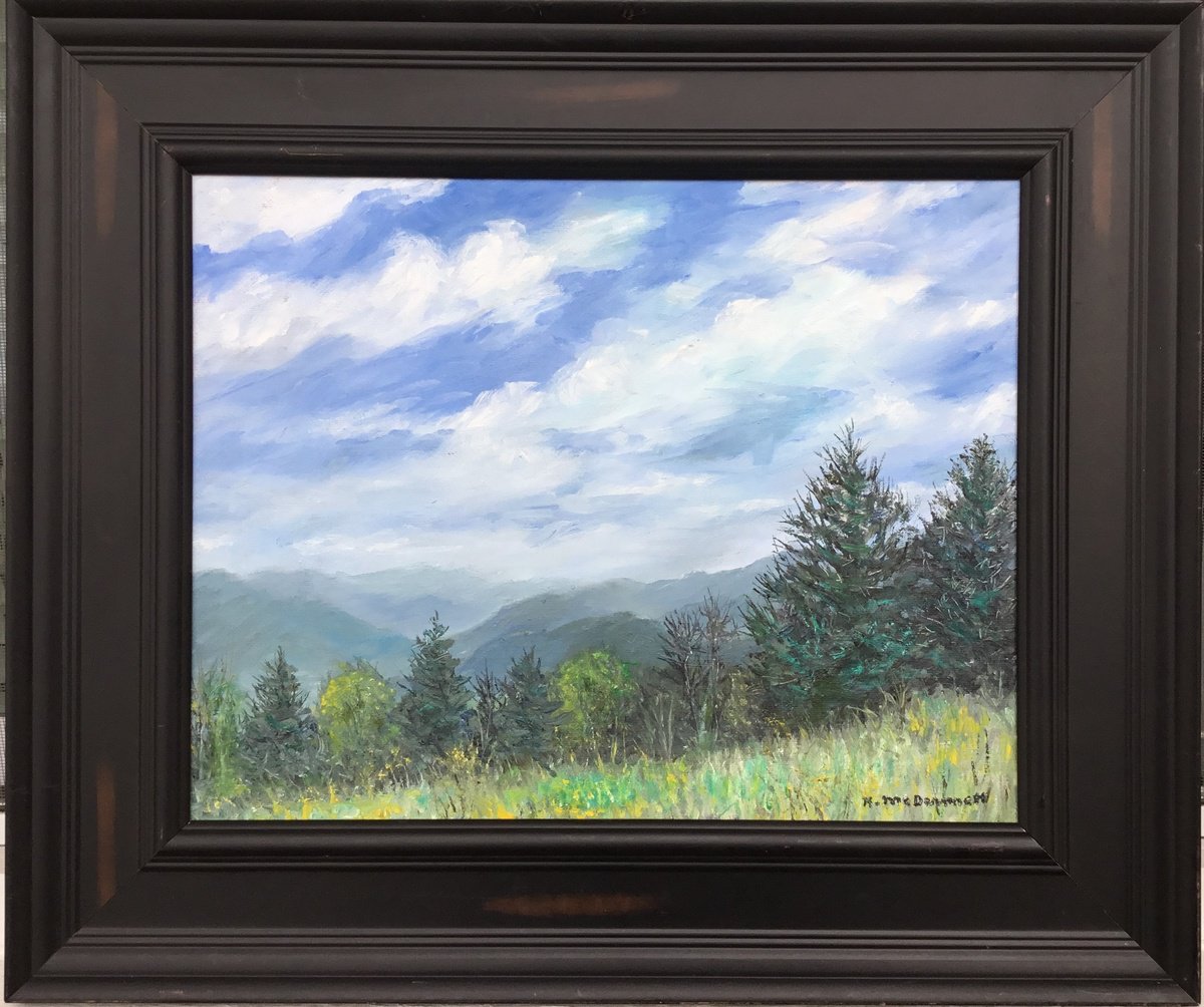 Impressionistic Landscape Oil Painting By Kathleen Mcdermott, 19 X 16", Parkway Overlook, Original Artwork
