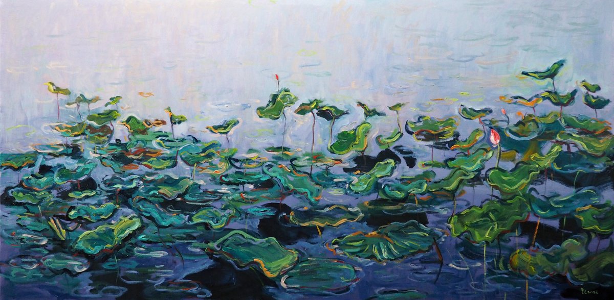 Lotus Leaves By Yuanyuan Liu, 47 X 24, Artwork For Sale On Artfinder