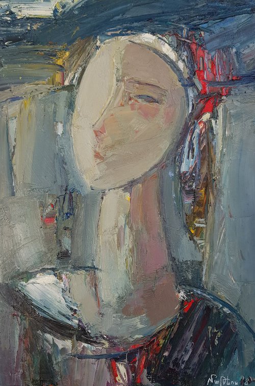 Portrait(28x44cm, oil painting, paper) by Matevos Sargsyan