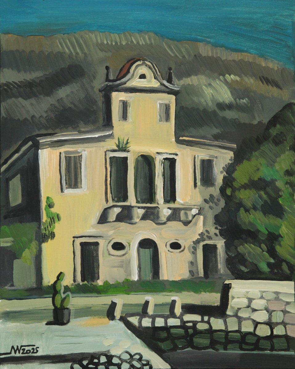 Cityscapes Acrylic Painting By Marina Gorkaeva, 16 X 20", Dobrota, Original Artwork