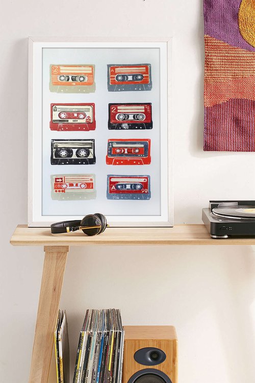 Linocut cassette tapes #62 by Carolynne Coulson