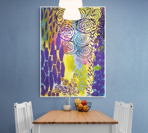 VERY PERI AND YELLOW ABSTRACT - Large Abstract Giclée print on Canvas - Limited Edition of 25 Artwork