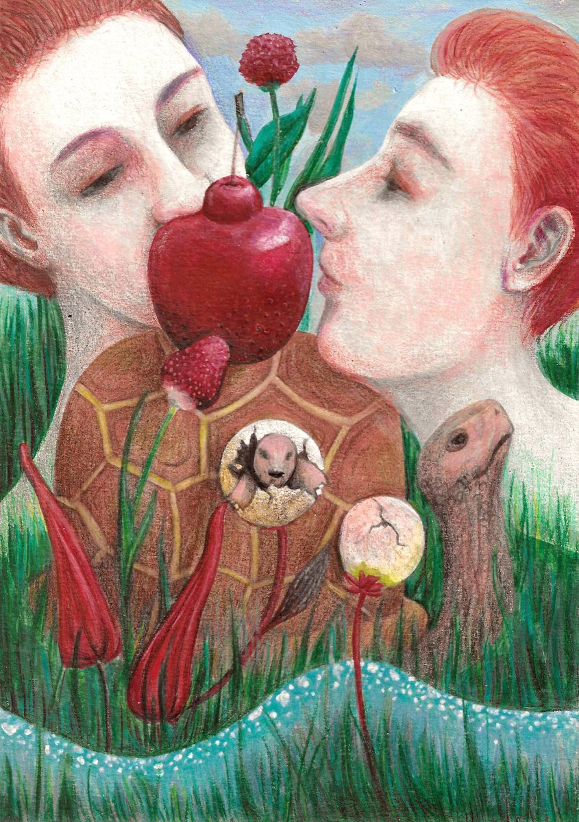 Surrealistic Animal Painting By Andromachi Giannopoulou, 6 X 8, Reptiles, Original Artwork