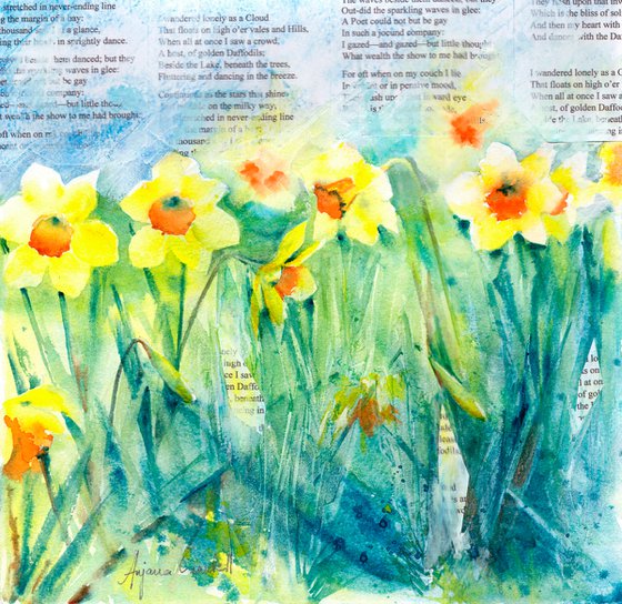 Daffodil painting, original watercolour, watercolor, spring flower, floral art
