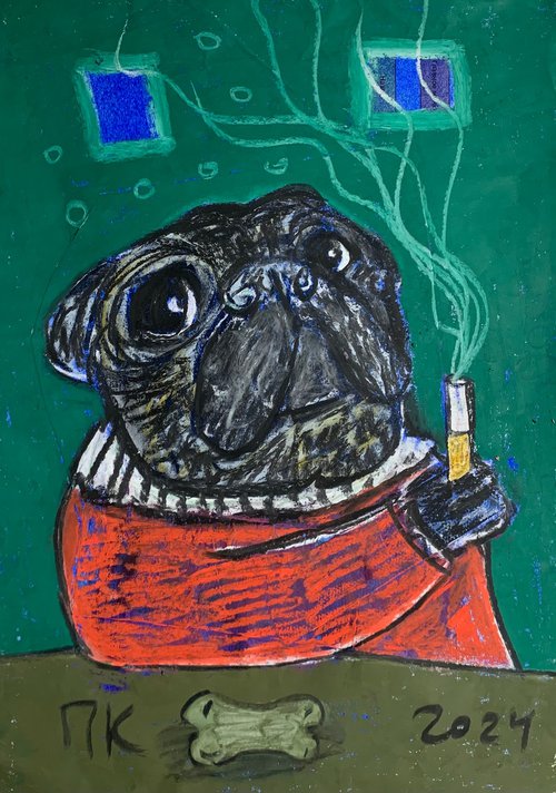Smoking pug #8 by Pavel Kuragin