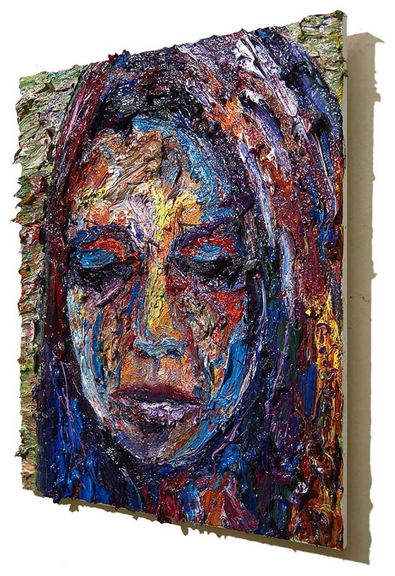 Original Oil Painting Portrait Abstract Face Expressionism Impressionism