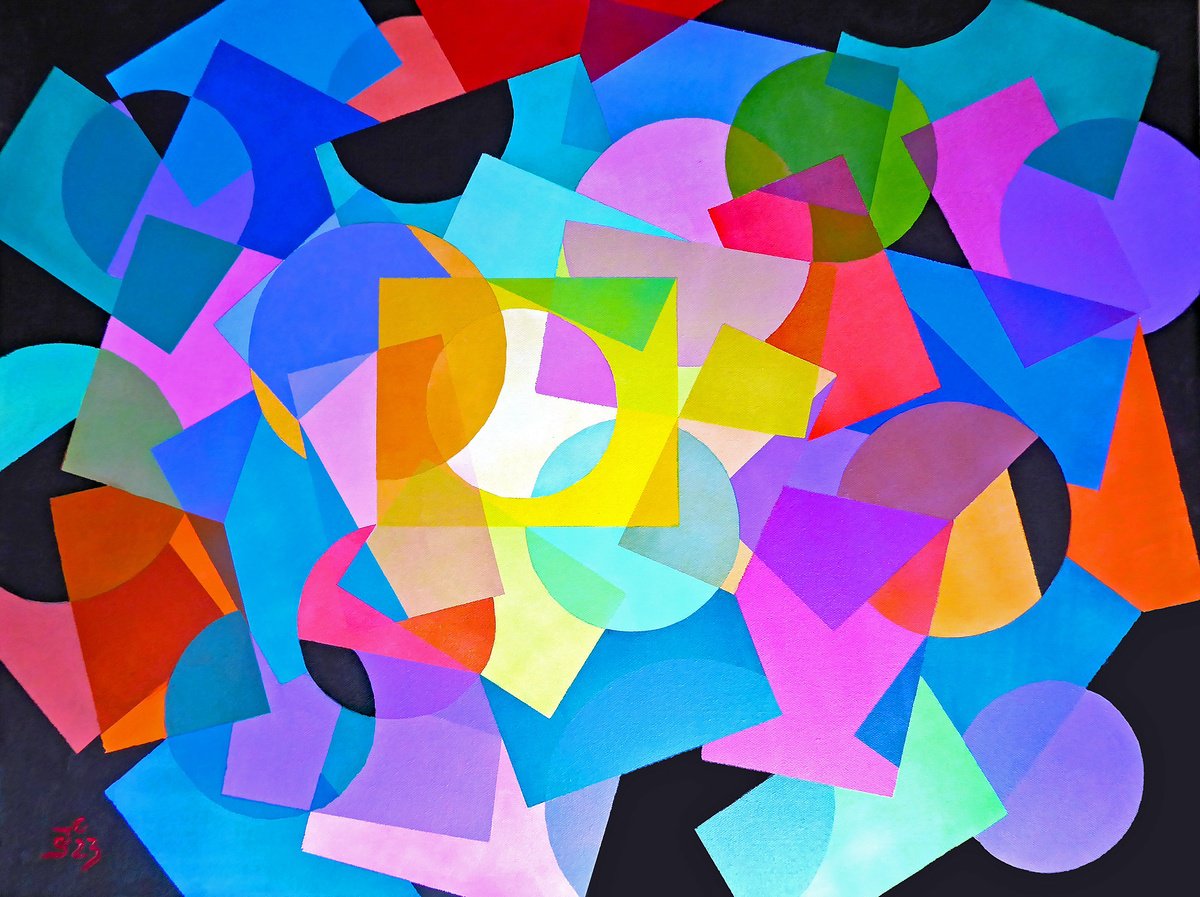 Study: Frenzy Of Geometric Shapes By Stephen Conroy, 31 X 24, Artwork For Sale On Artfinder