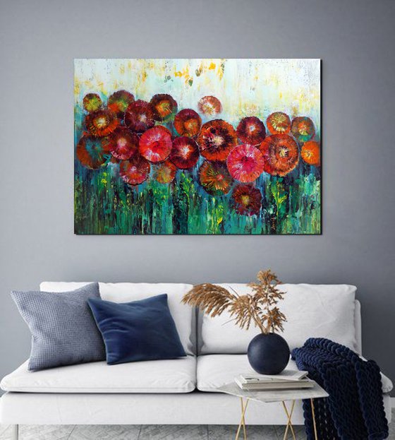 Garden with red flowers